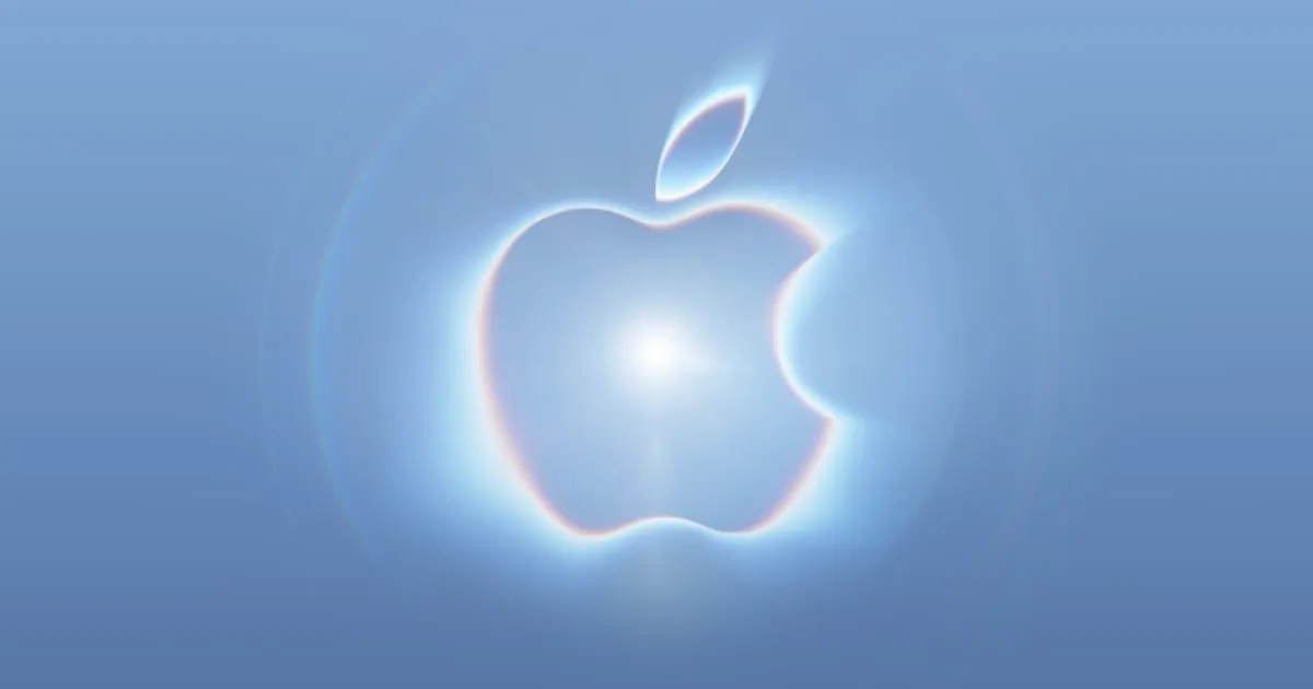 Apple-logoet med blå glød – grafik fra Apples events