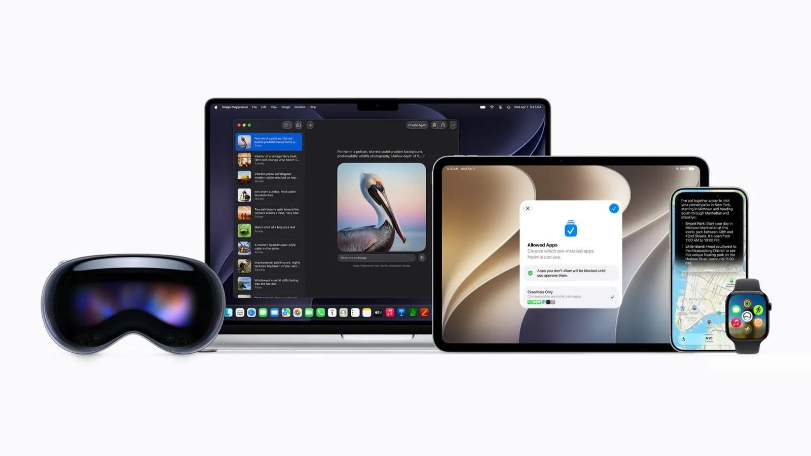 iOS 27 og de øvrige 27-opdateringer vist på Apples enheder