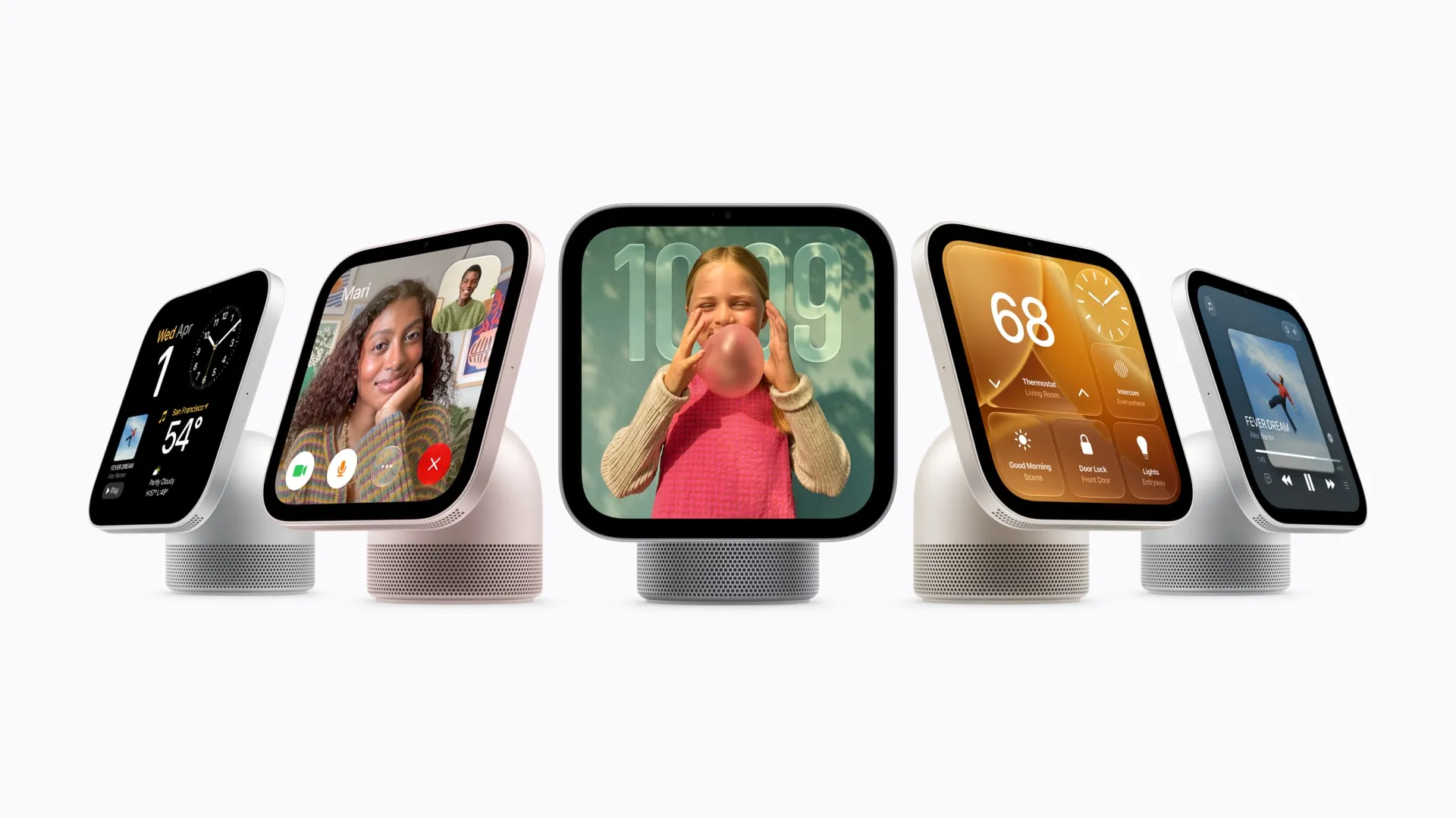 Apple HomeView på et køkkenbord
