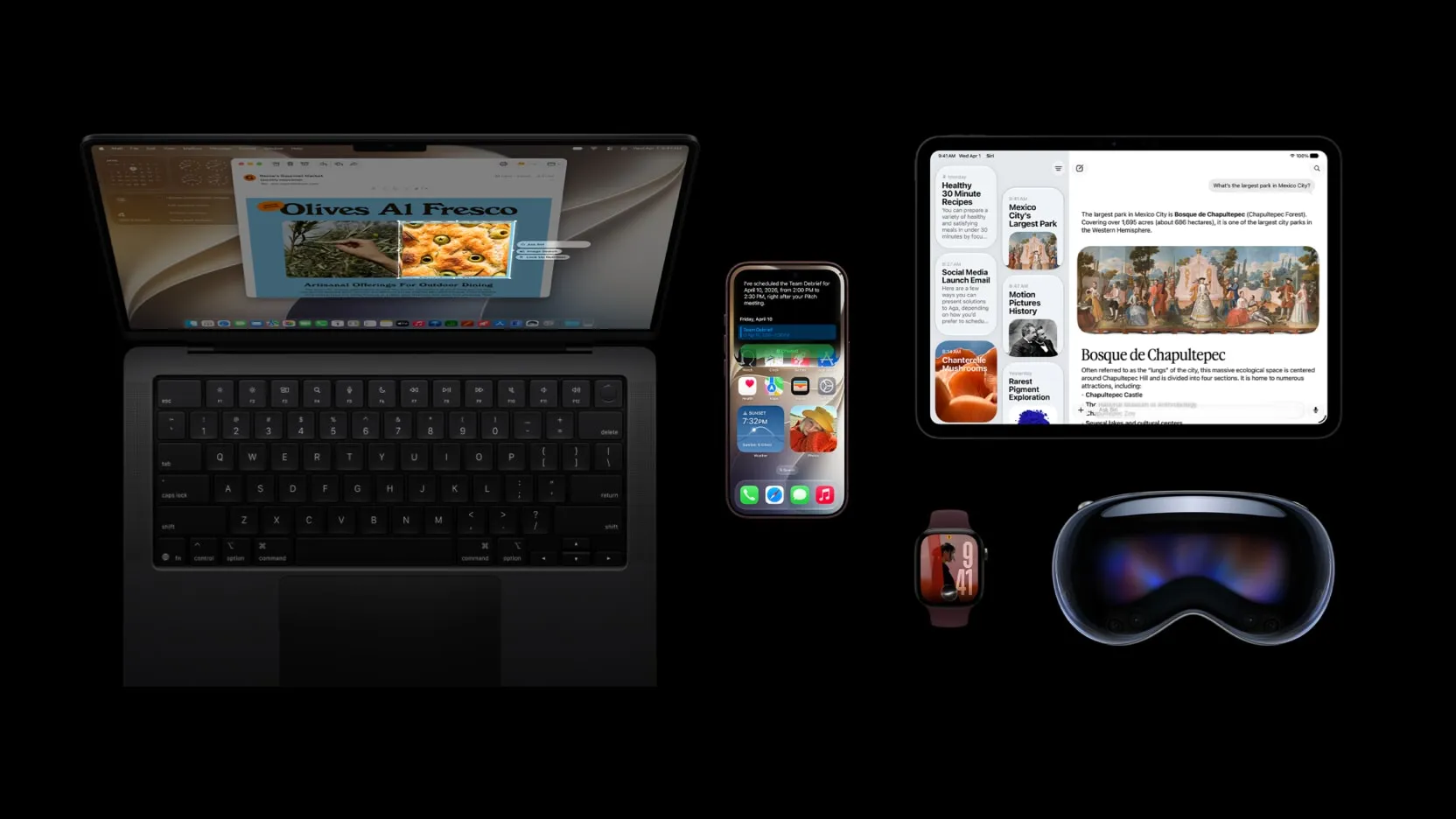 Apple-enheder med de nye versioner af iOS 27, iPadOS 27, macOS 27 og watchOS 27