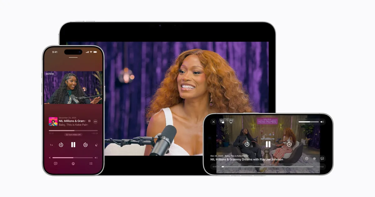 Apple introducerer en ny videopodcast-oplevelse på Apple Podcasts, billede fra Apple